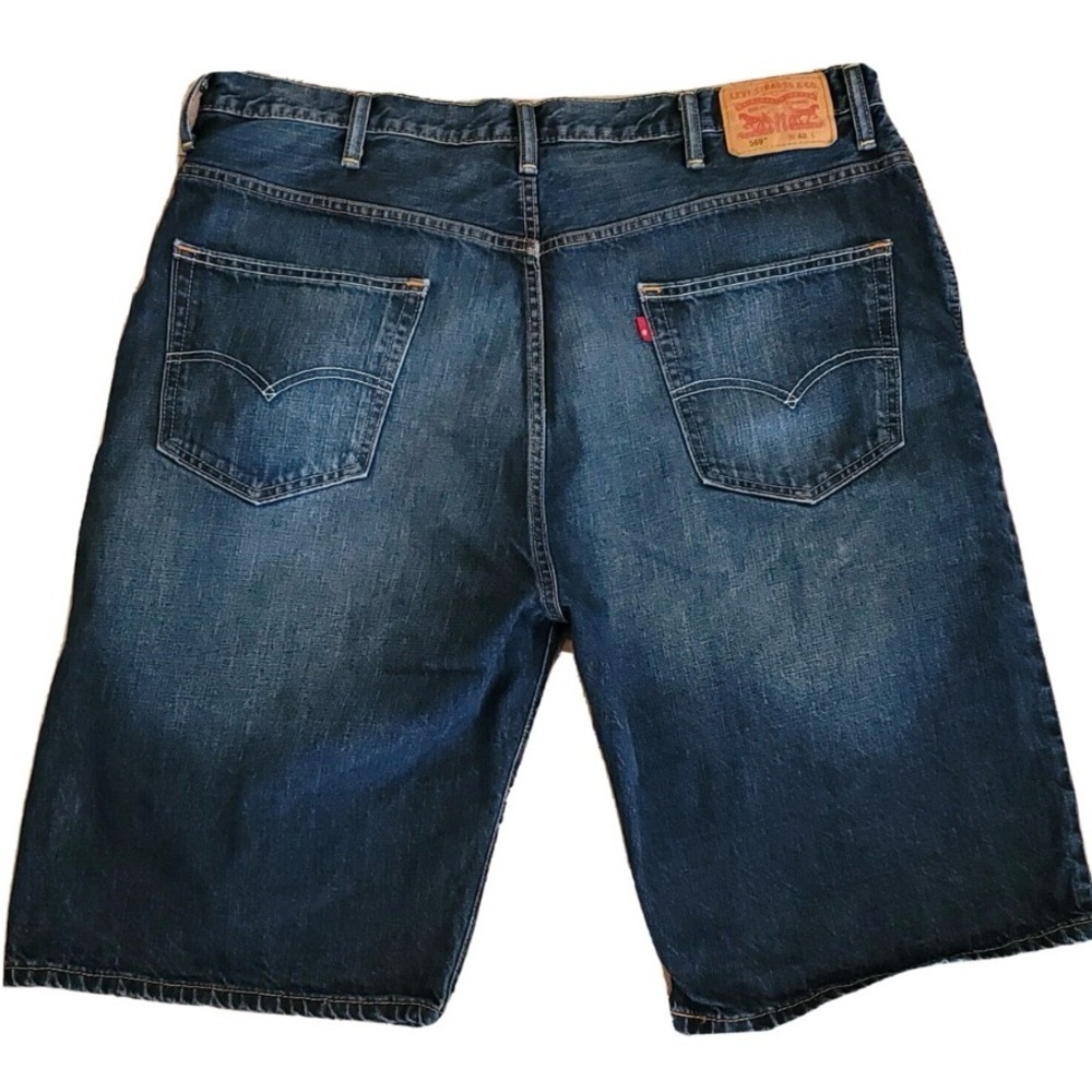 Levi's Men's Dark Blue 569 Loose Straight Fit Jean Shorts 34 Waist